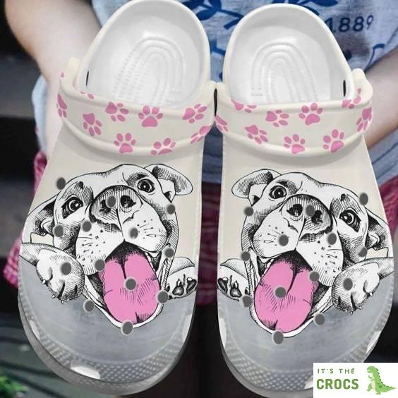 Pitbull Personalized Clog Custom Crocs Comfortablefashion Style Comfortable For Women Men Kid Print 3D Pitbull Drawing