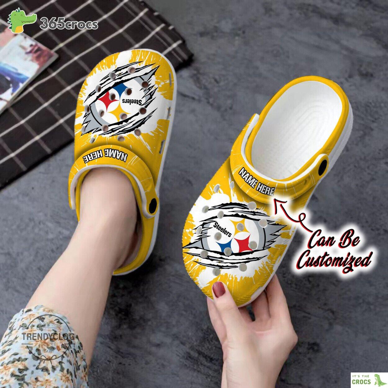 Pittsburgh Steelers Football Ripped Claw Clog Shoes Custom Name