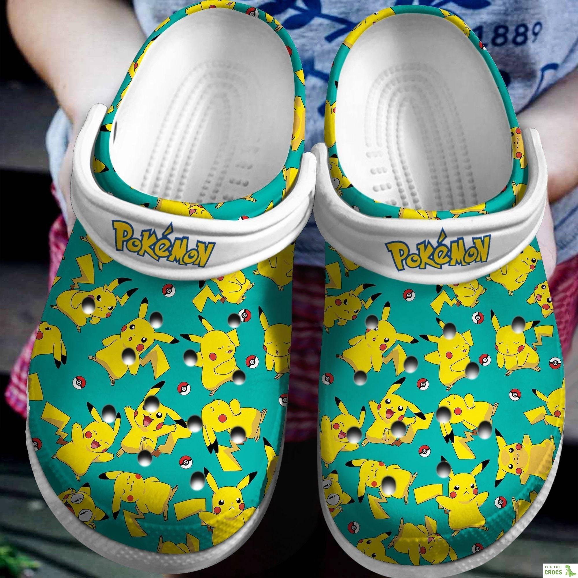 Pokemon Pikachu Pattern Crocs Crocband Clog Fashion Style For Women Men, Adults Kids Crocs