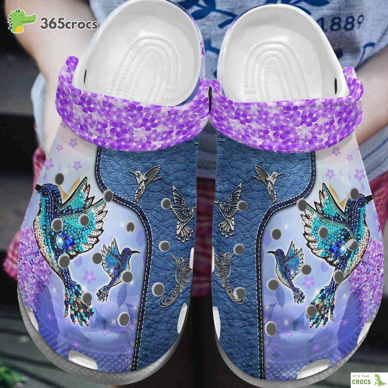 Purple Hummingbird Twinkle Shoes Hummingbird clogs Birthday Gift Women PurpleHmb