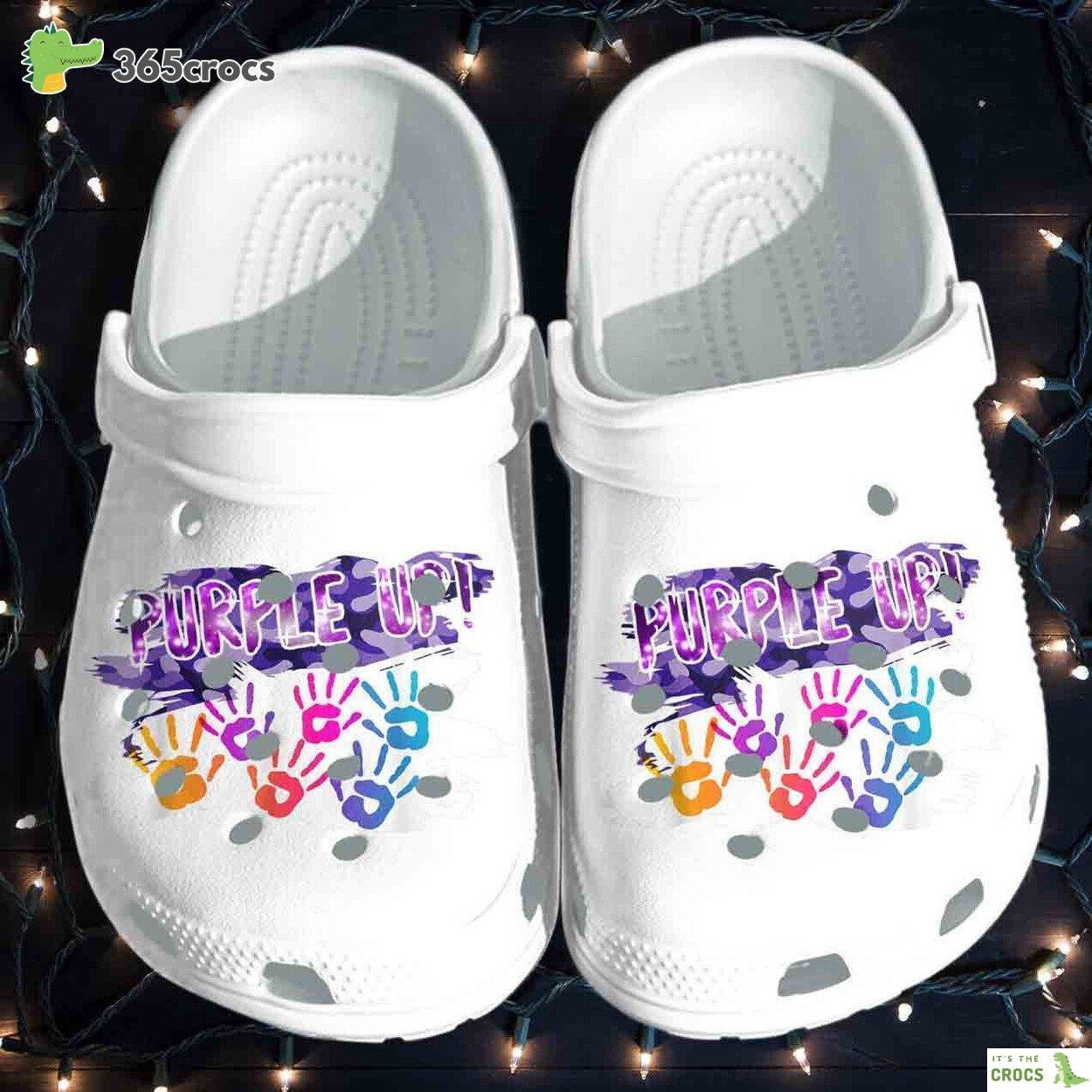 Purple Up Shoes Military Child Awareness Sport Clogs Birthday Gift