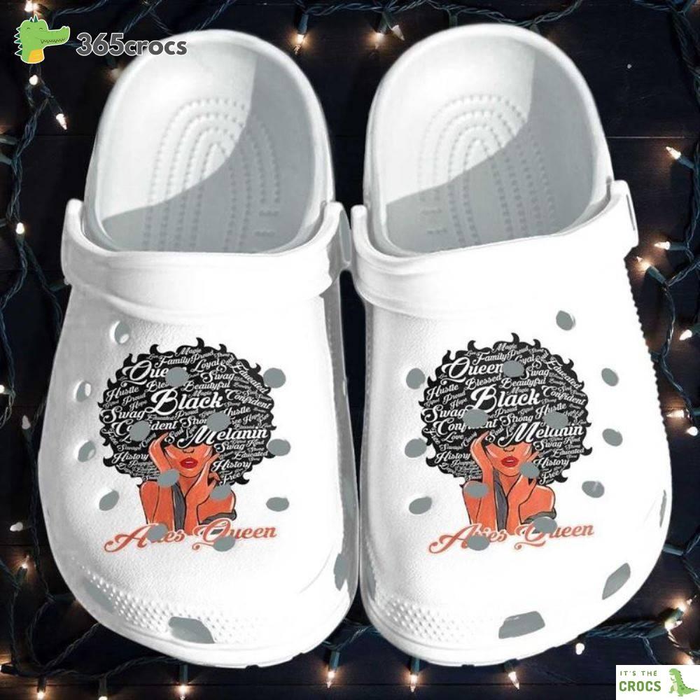 Queen Black Aries April Birthday Shoes Croc For African Daughter Wife Crocs Clog Shoes