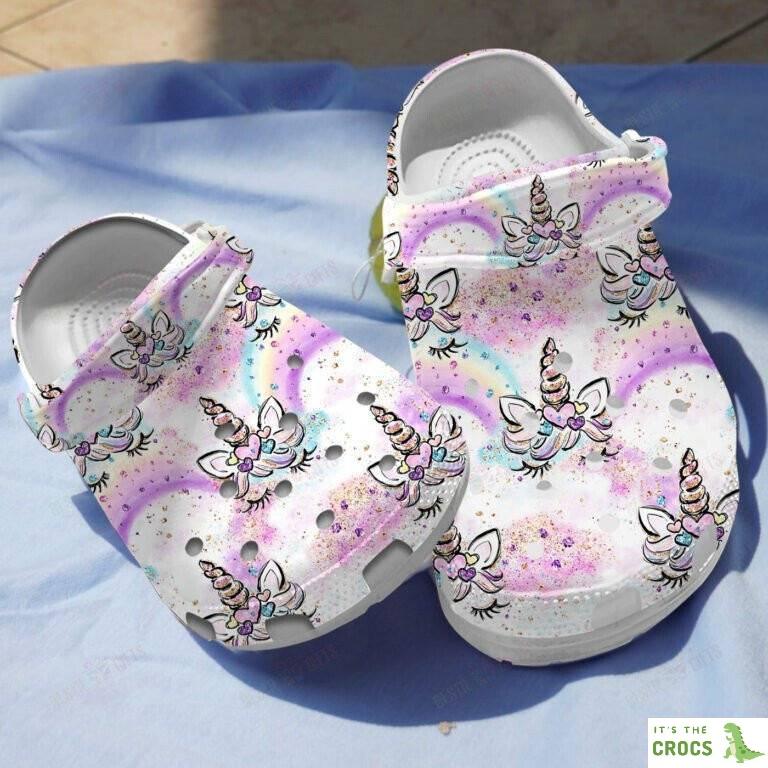 Rainbow Unicorn Shoes Crocs Clogs Gifts For Birthday Christmas