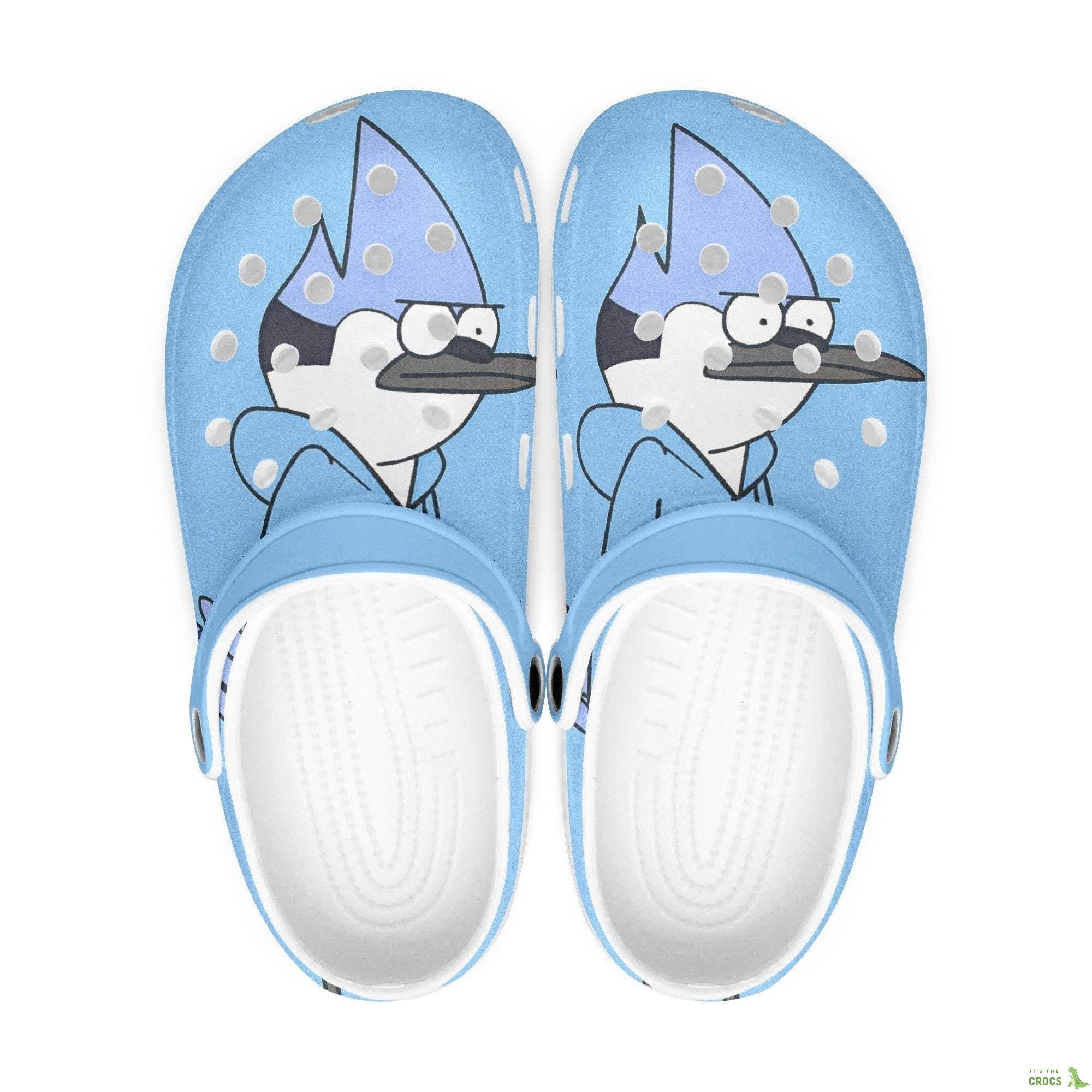 Regular Show Clogs, Mordecai, Flip Flops. Birthday Gift. Custom Clogs For Men, Women And Kids