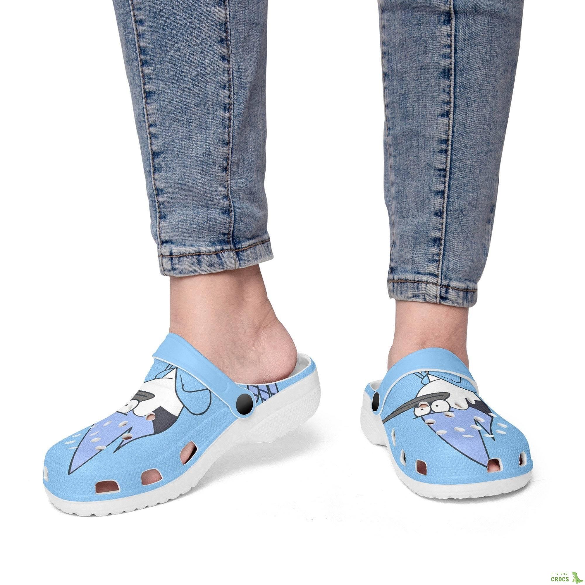 Regular Show Clogs, Mordecai, Flip Flops. Birthday Gift. Custom Clogs For Men, Women And Kids