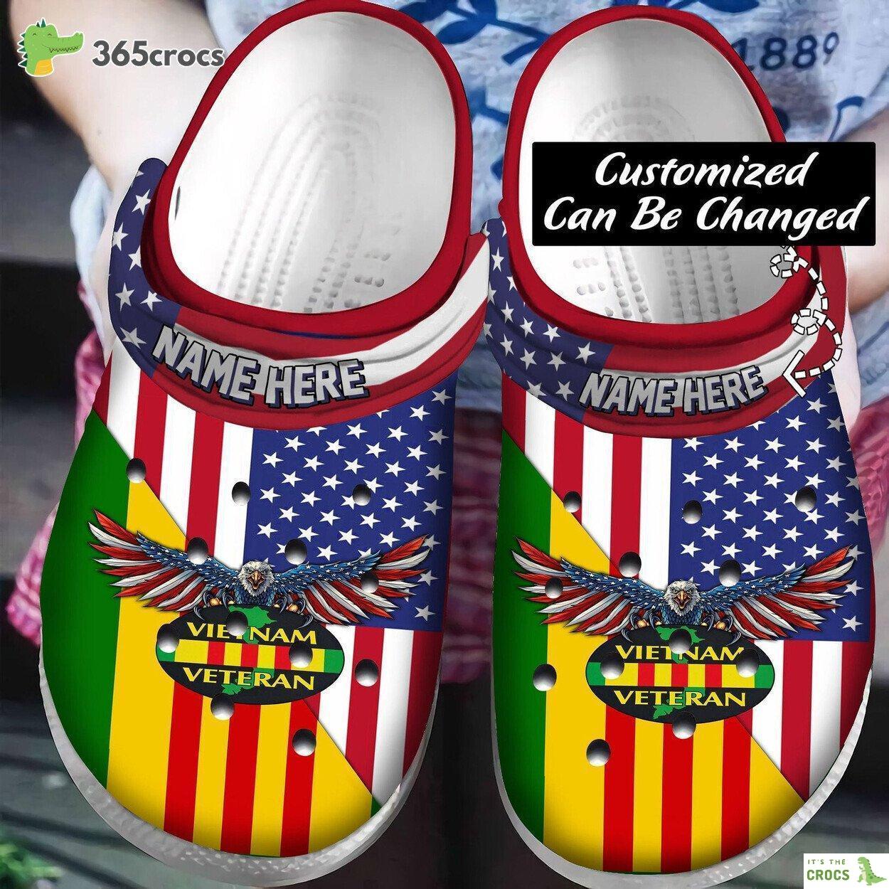 Salute to Service Vietnam Veteran Flag Personalized Comfort Clog Shoes