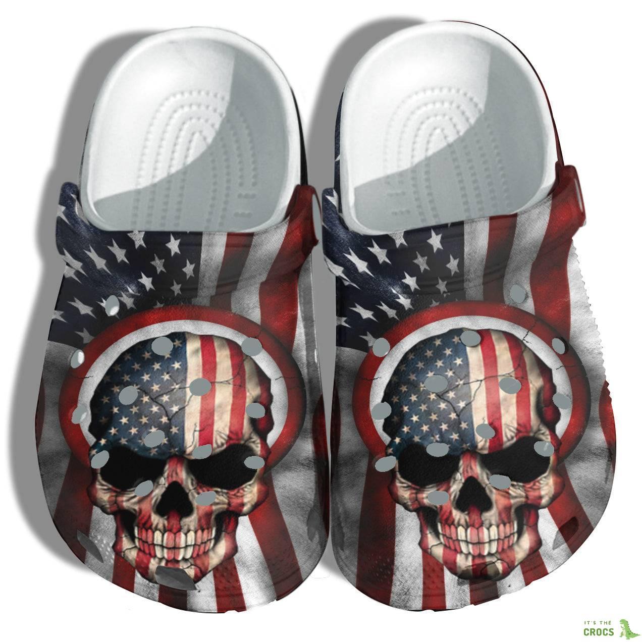 Skull Hunter America Flag Shoes Gift Men Father Day – Us Proud Veterans 4Th Of July Shoes Birthday Gift Uncle