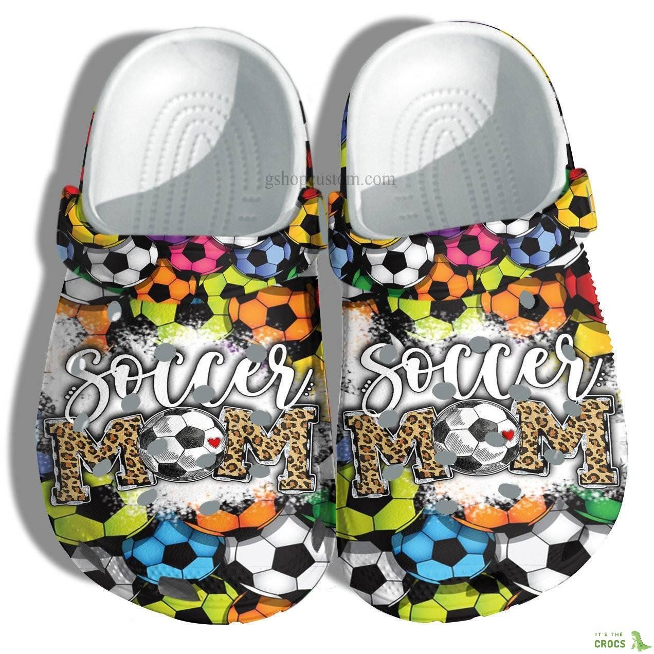 Soccor Mom Rainbow Croc Shoes Leopar Style – Football Mom Leopard Crocs Shoes Gift Women Grandma