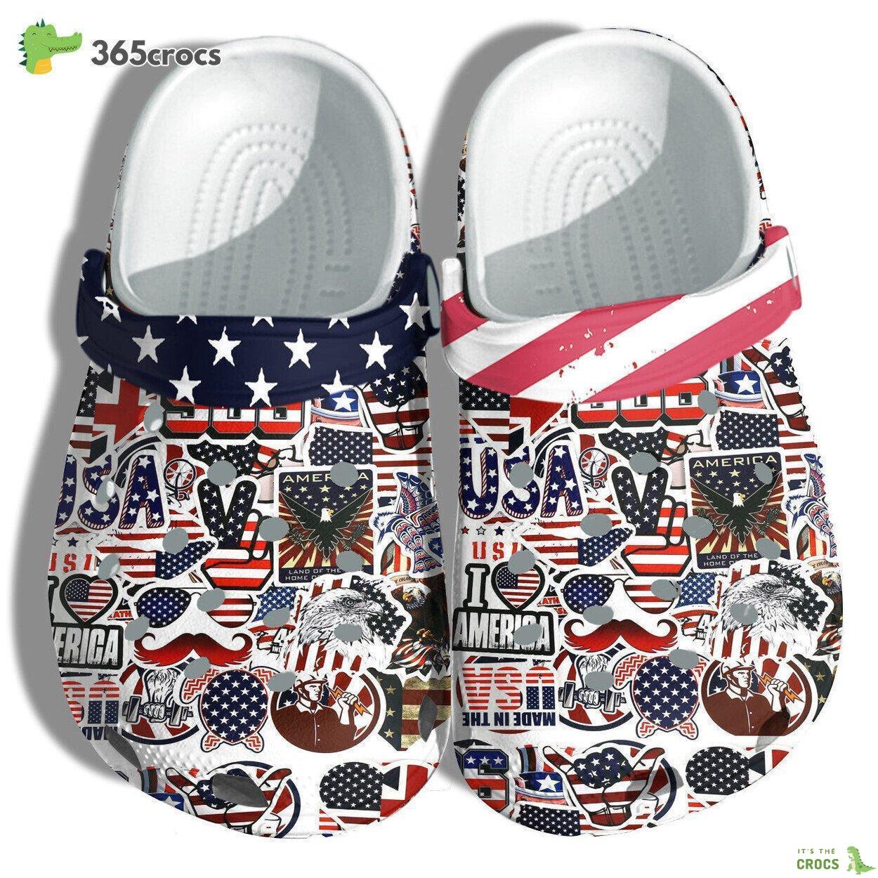 Strong Eagle Hawk Veterans Day Clog Shoes Father’s Day National Pride Tribute