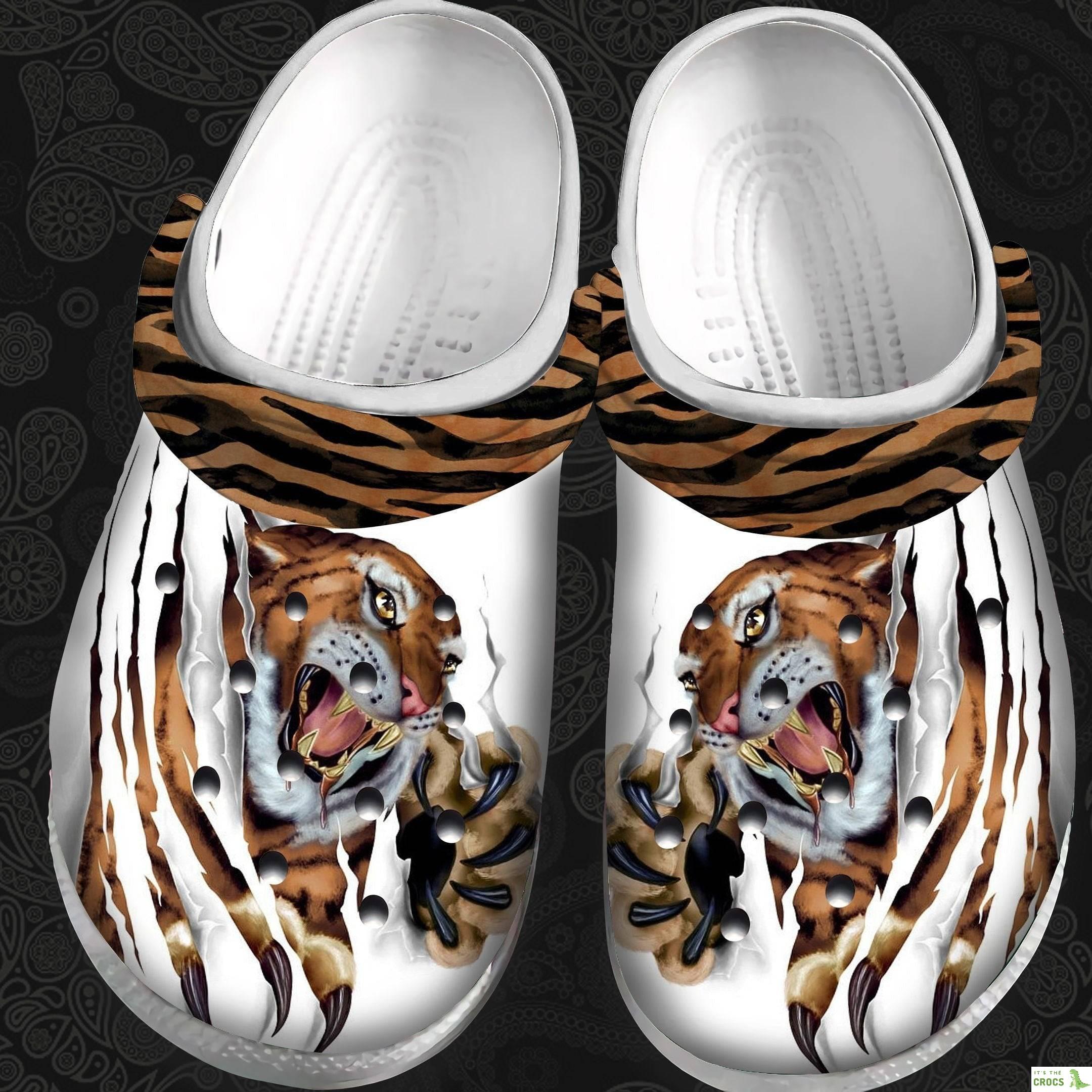 Strong Tiger 3D Crocs Shoes Clogs Father Day Gifts – Tiger Skin Camouflage Crocs Shoes Clogs Birthday Gift For Son Grandpa