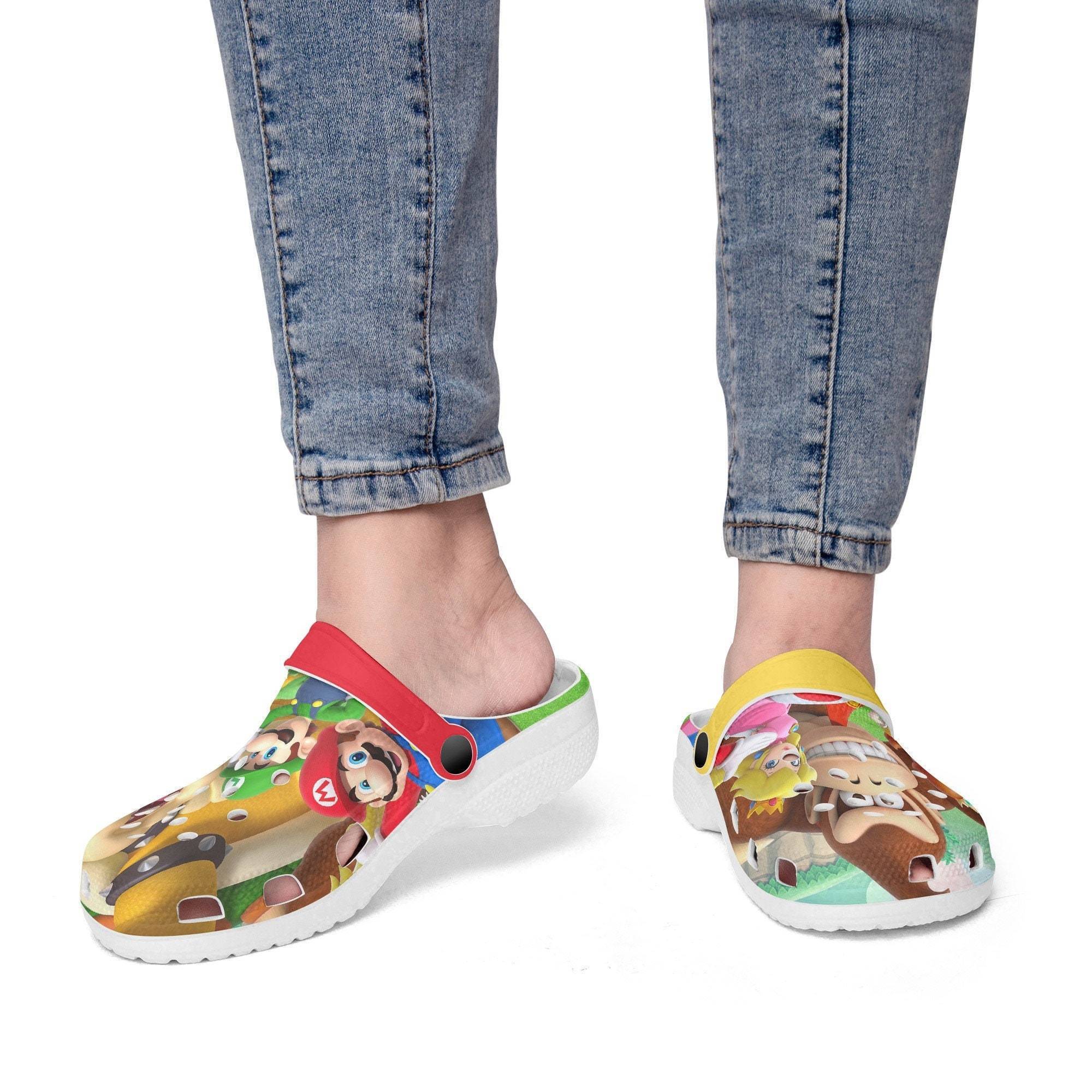 Super Mario Bros Clogs, Peach, Women, Slippers, Flip Flops. Birthday Gift. Custom Clogs For Men, Looks Like Crocs Shoes