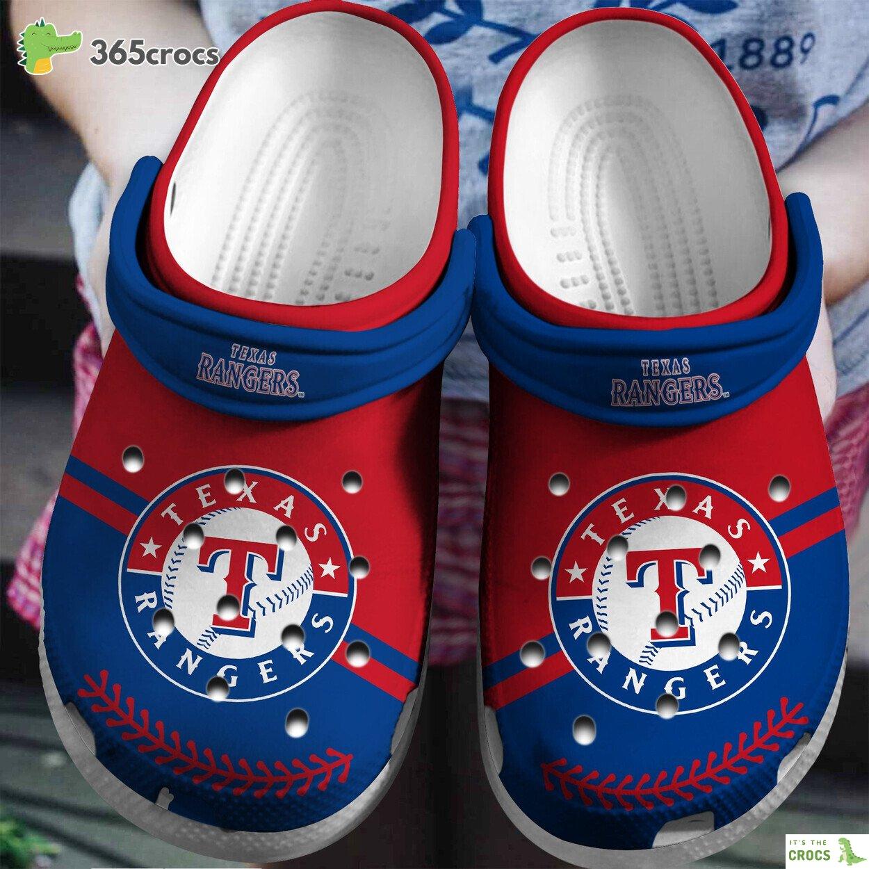 Texas Rangers Baseball Custom Name Displayed on Clog Shoes