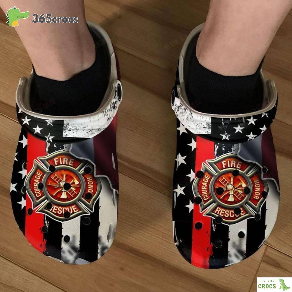 Thin Red Line Firefighter Croc, Firefighter Symbol Classic Clog, Firefighter Croc, For Dad Crocs Clog Shoes