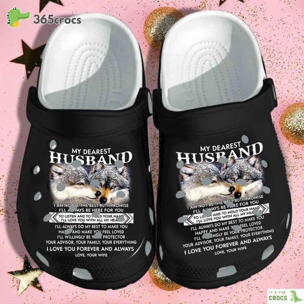 To My Husband Wolf Couple Valentine For Dearest Husband Crocs Clog Shoes