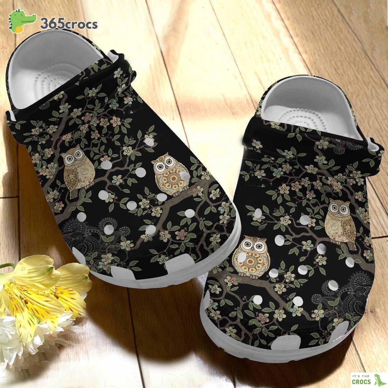 Tree And Owl Pattern Clogs Shoes Birthday Thanksgiving Christmas Gifts