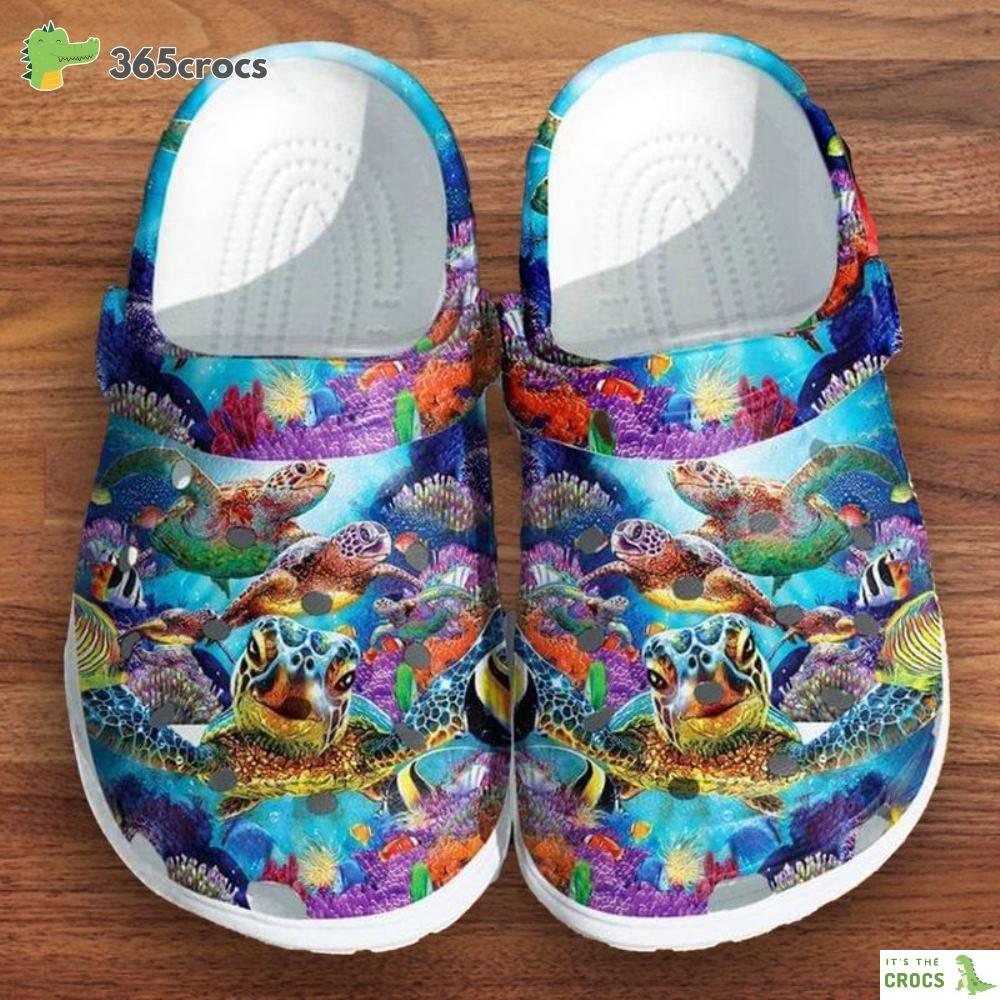 Turtle Under The Sea Croc Beautiful Turtle Sea Animal Croc Birthday For Turtle Lovers Crocs Clog Shoes