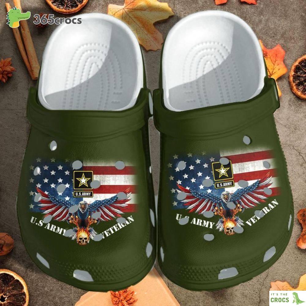 Us Army Veteran Croc Shoes Fathers Daygrandpa Husband Eagle A Veteran Crocs Clog Shoes