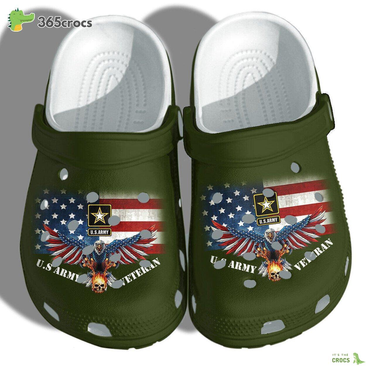 US Army Veteran Father Day Eagle Flag Classic Clogs Men Gift
