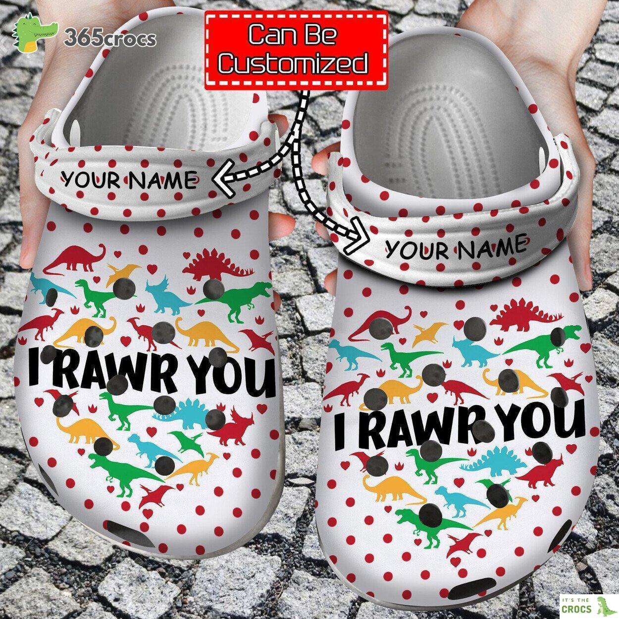 Valentine Dinosaur I Rawr You Personalized Comfortable Clog Shoes