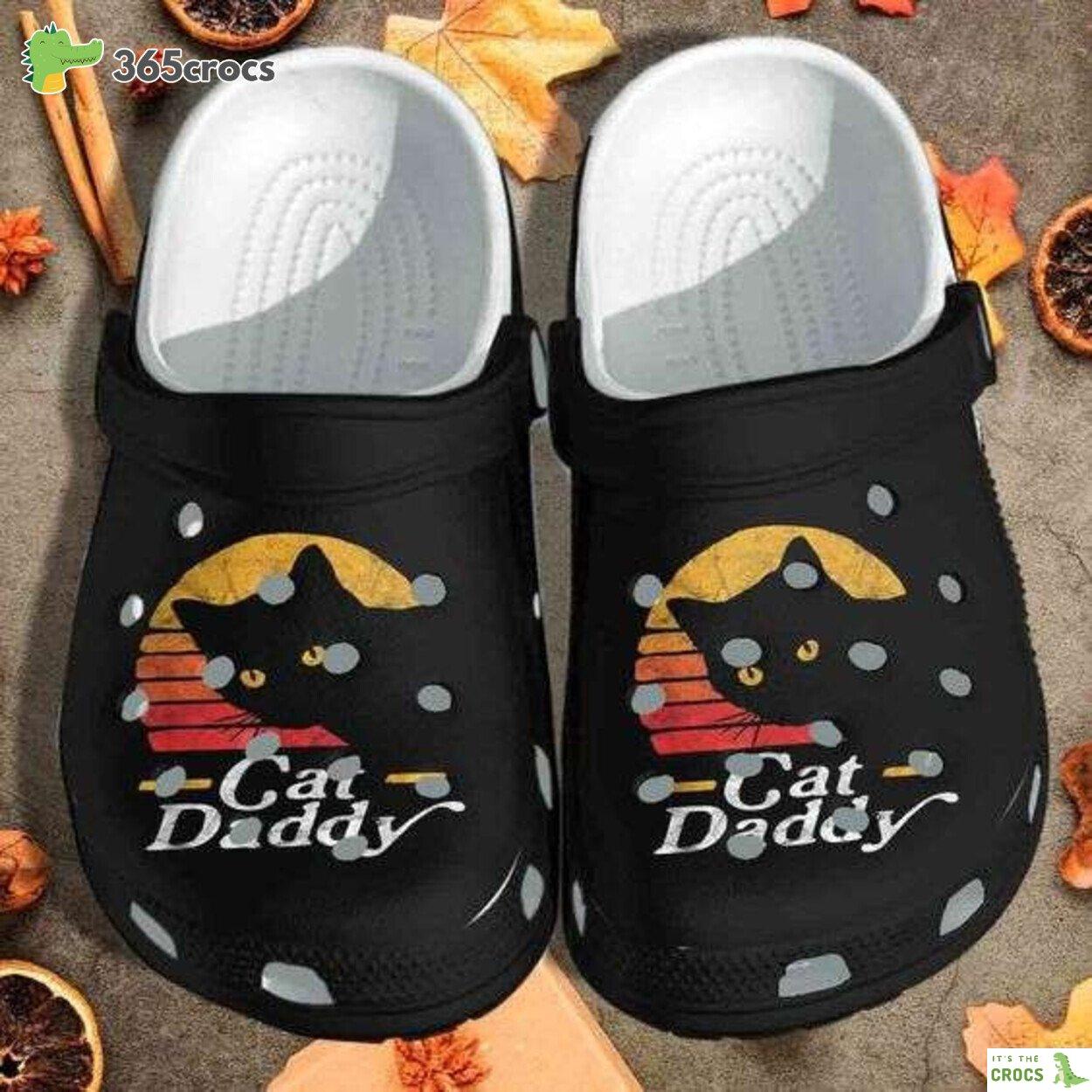 Vintage Retro Cat Daddy Design Showcased on Classic Clogs Footwear