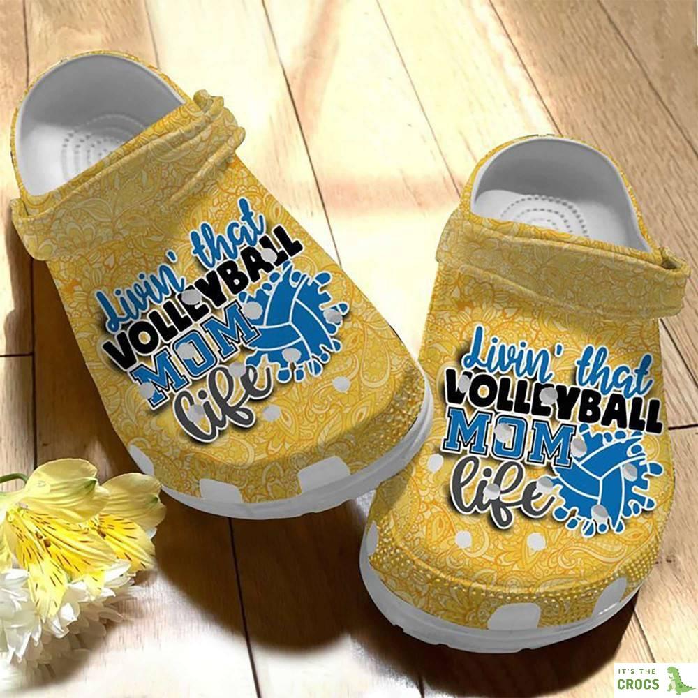 Volleyball Mom Gold Indian Doodle Ornament Rubber Crocs Clog Shoes Comfy Footwear