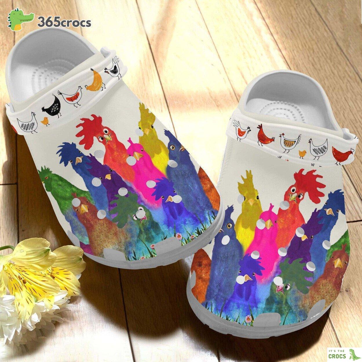 Watercolor Rooster Birthday Colorful Chicken Classic Clogs Daughter Gift