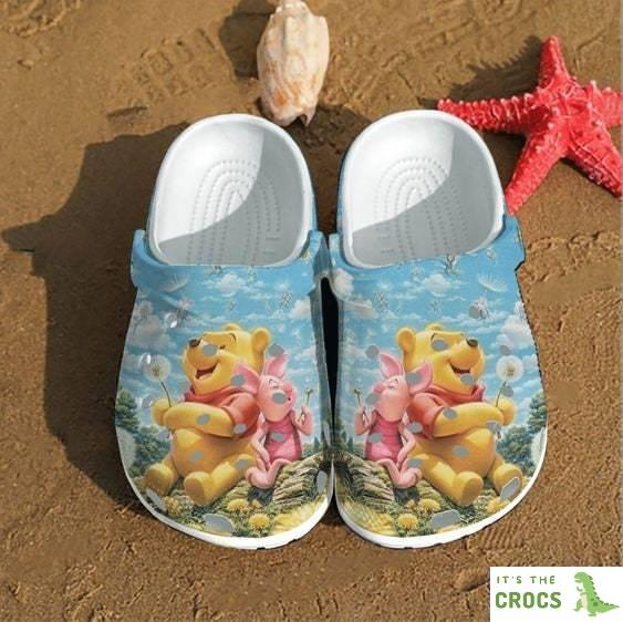 Winnie The Pooh And Piglet Crocs Crocband Clogs Comfy Footwear Shoes, Gifts For Adults Kids, Gift Birthday