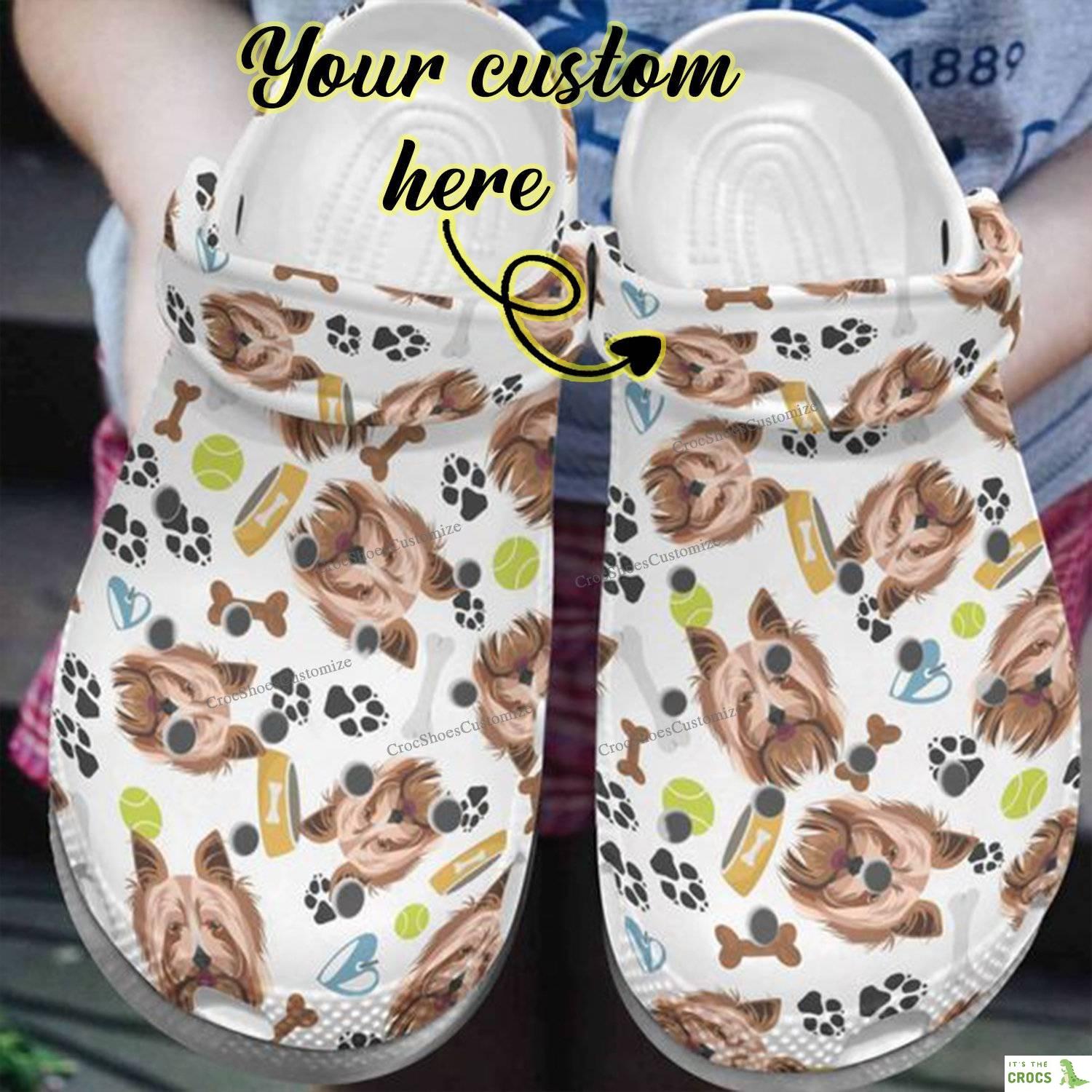 Yorkshire Personalize Custom Name Text 3D Terrier Kids Crocs Funny Cartoon