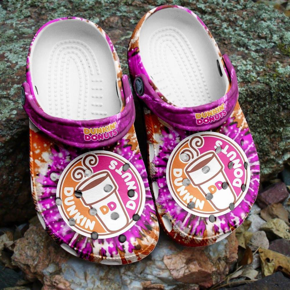 Amazing Dunkin Donuts Tie Dye Clog Crocs Shoes