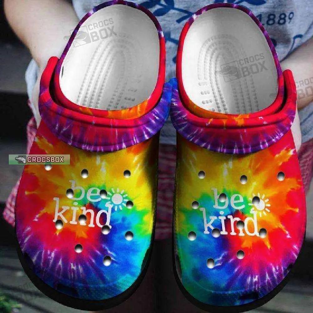 Be Kind Tie Dye Rainbow Crocs Shoes Girls Tie Dye Crocs