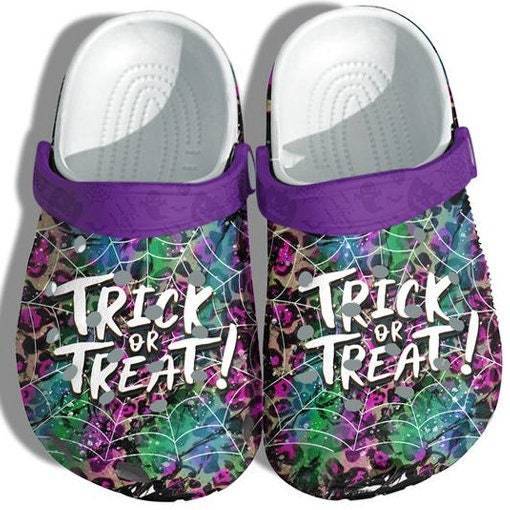Creepy Tie Dye Trick Or Treat Crocs Shoes Clogs For Brother Halloween, Leopard Spider Croc Shoes Gifts Father Christmas