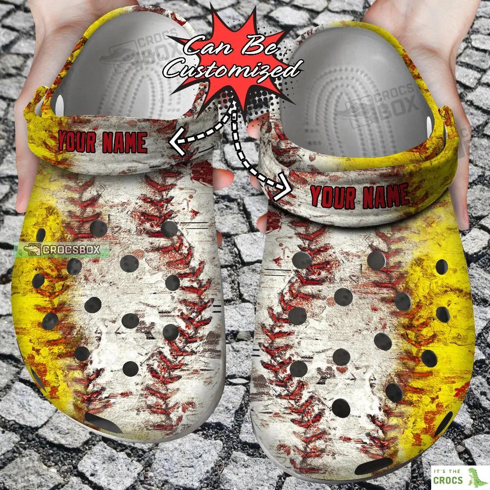 Custom Baseball Softball Pattern Crocs Shoes