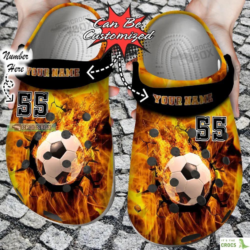 Custom Fire Soccer Crack Ball Overlays Crocs Shoes Sport