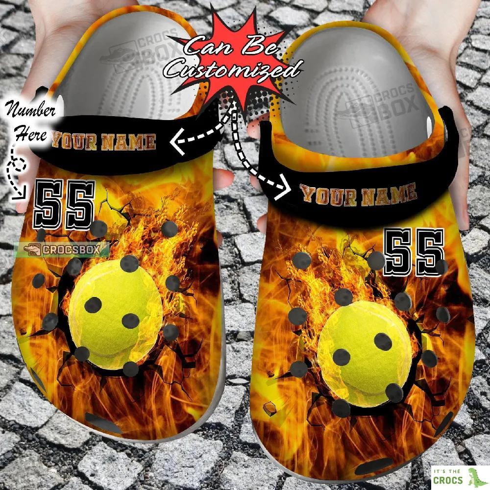 Custom Fire Tennis Crack Ball Overlays Crocs Shoes