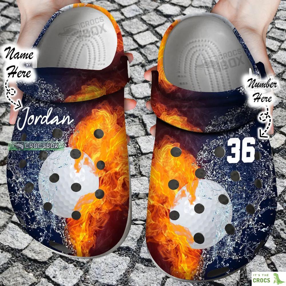 Custom Personalized Fire And Water Golf Crocs