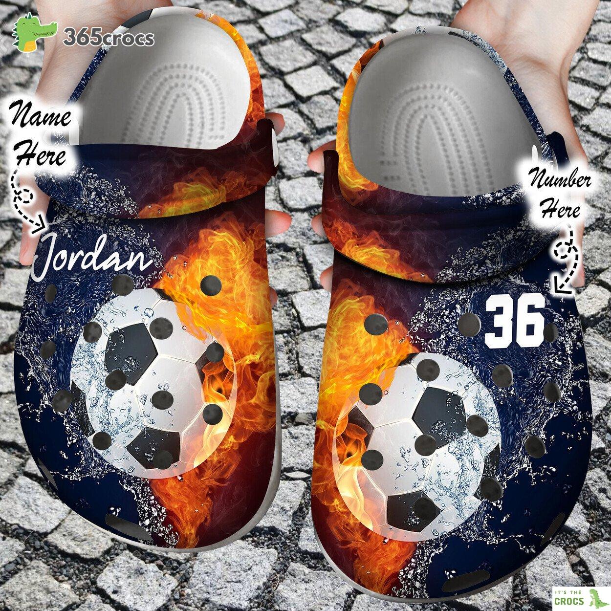Custom Personalized Fire and Water Soccer Clog Shoes