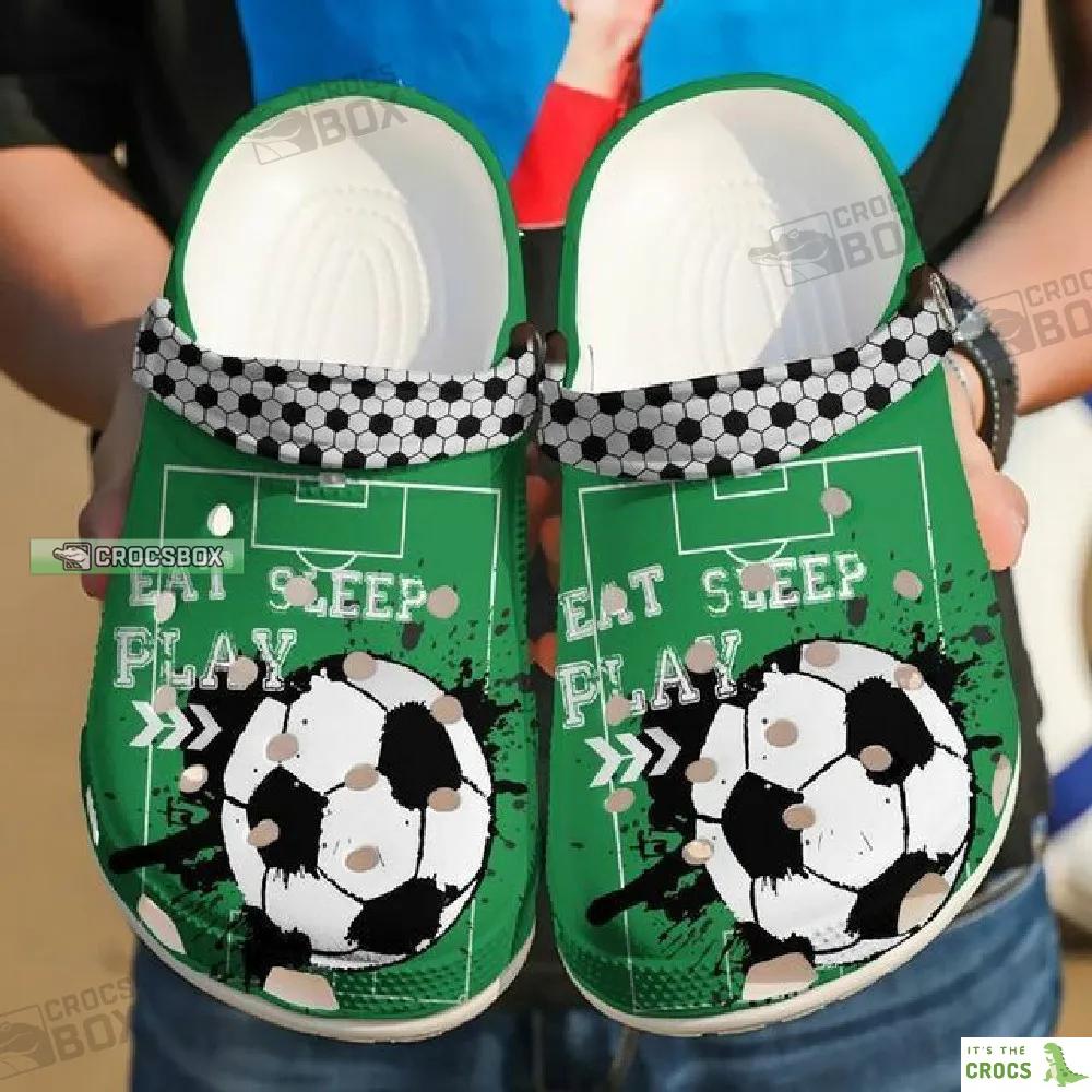 Eat Sleep Play Soccer Green Crocs Shoes Gift For Soccer Players