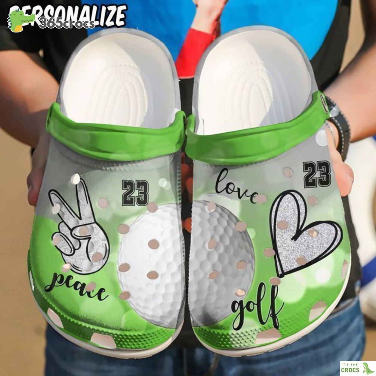 Embrace the Green Golf Enthusiast Peace Love Classic Comfort Clog Design
