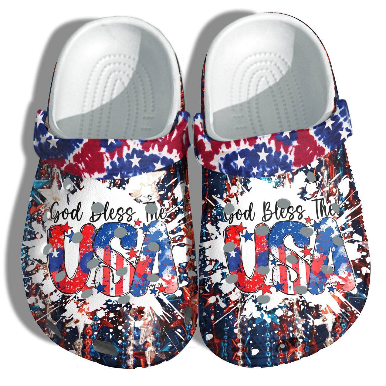 God Bless The Usa America Flag Shoes Hippie – Tie Dye Us Proud Twinkle Star 4Th Of July Shoes Birthday Gift
