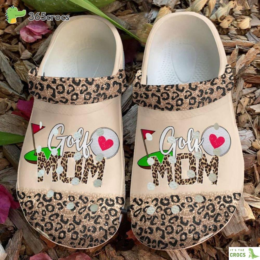 Golf Mom Cheetah Mother’s Day Mummy Birthday Golf Lovers Crocs Clog Shoes