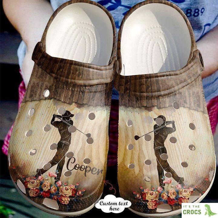 Golf Personalized Wooden clog Crocs Shoes