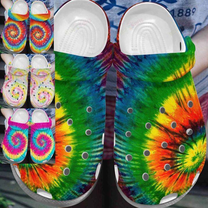 Hippie Crocs Classic Clog Whitesole Tie Dye Shoes