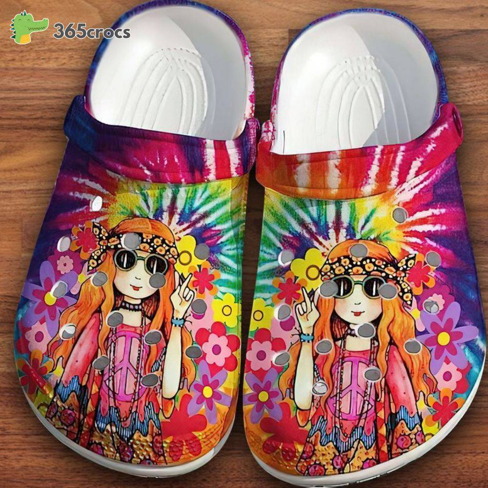 Hippie Girl Happy Hippie Days Hippie Tie Dye Hippie Peace Flower Crocs Clog Shoes