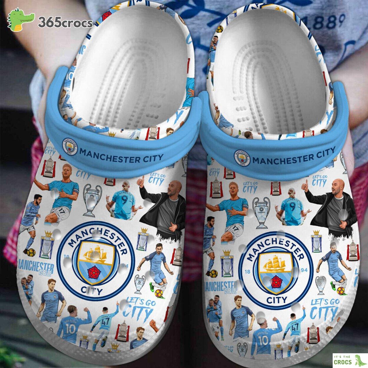 Manchester City Football Soccer Sport Premium Crocs Clogs Shoes Comfortable