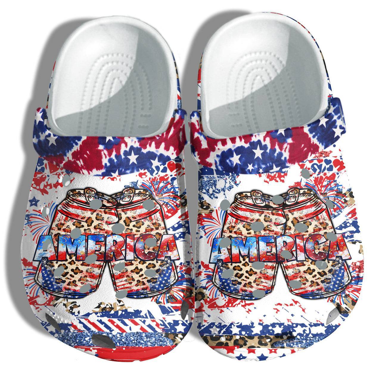 Miller Beer 4Th Of July Shoes Gift Women – Hippie Tie Dye Twinkle Party America Flag Shoes Birthday Gift