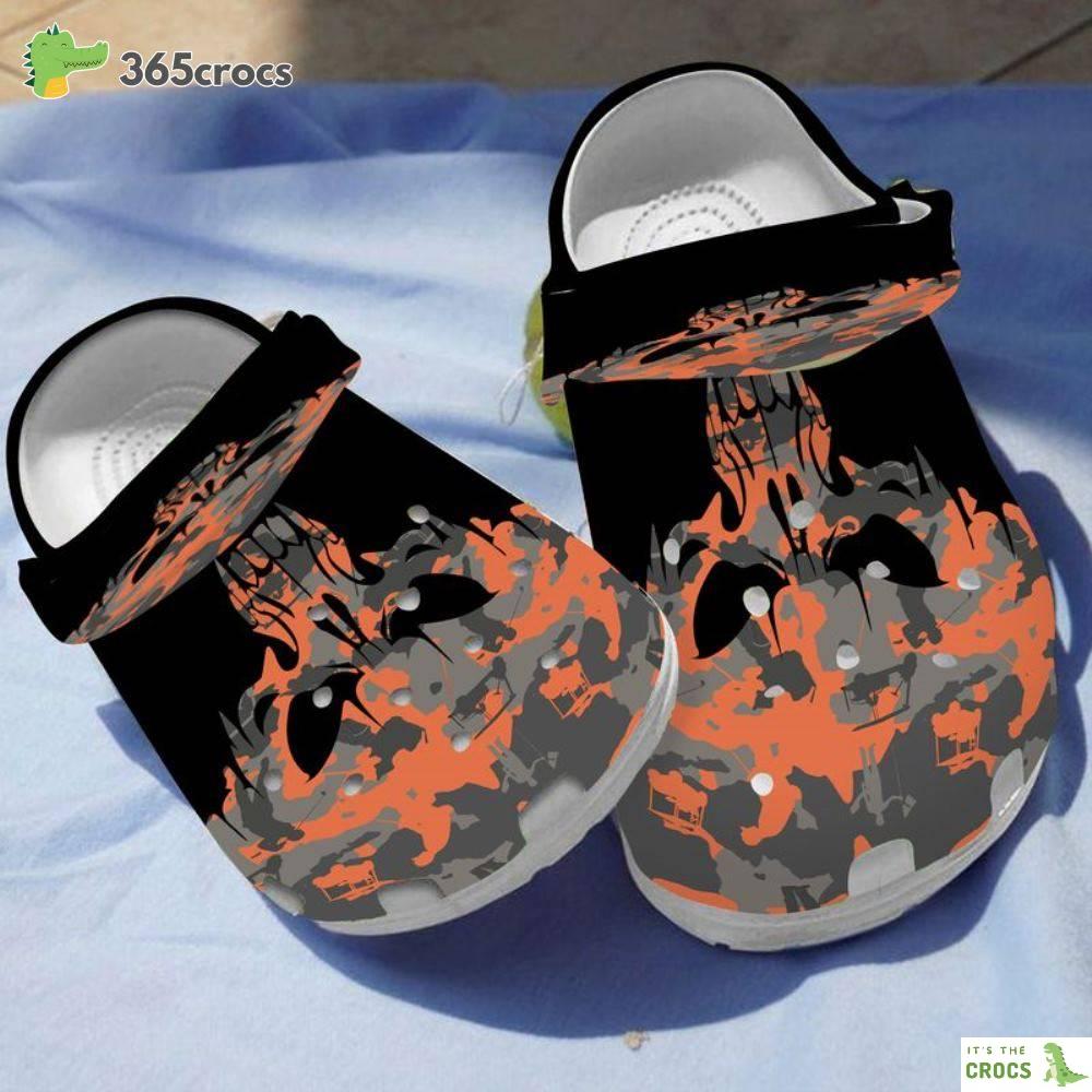 Orange Camouflage Golf Skull Golf Sport Lovers Golfer Best Crocs Clog Shoes