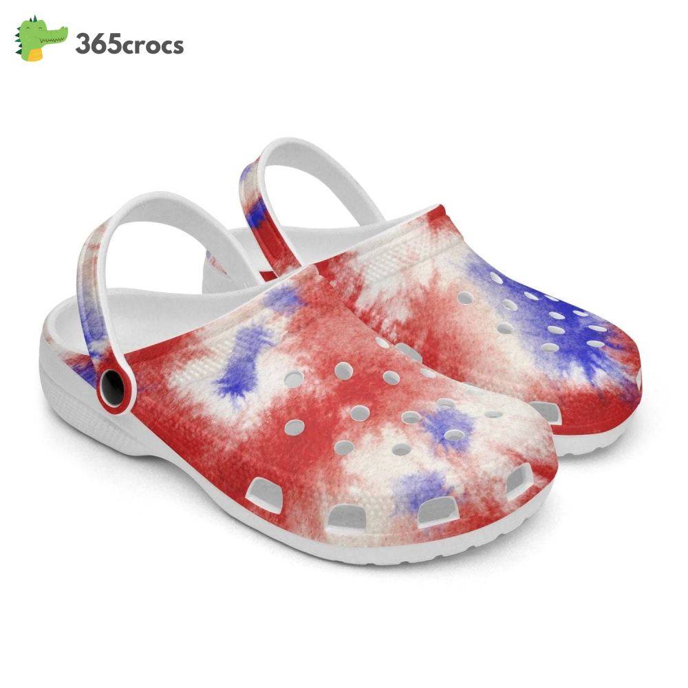 Patriotic Tie-Dye Crocs Clog Shoes