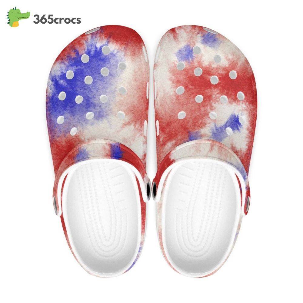 Patriotic Tie-Dye Crocs Clog Shoes