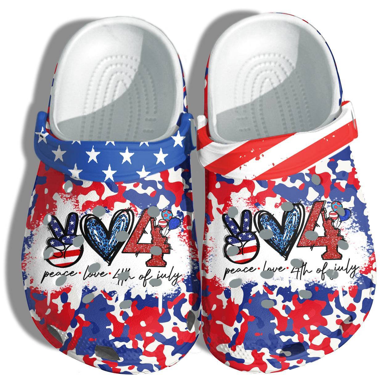 Peace Love 4Th Of July Shoes Gift Women – Heart Love Tie Dye Leopard America Flag Shoes Birthday Gift