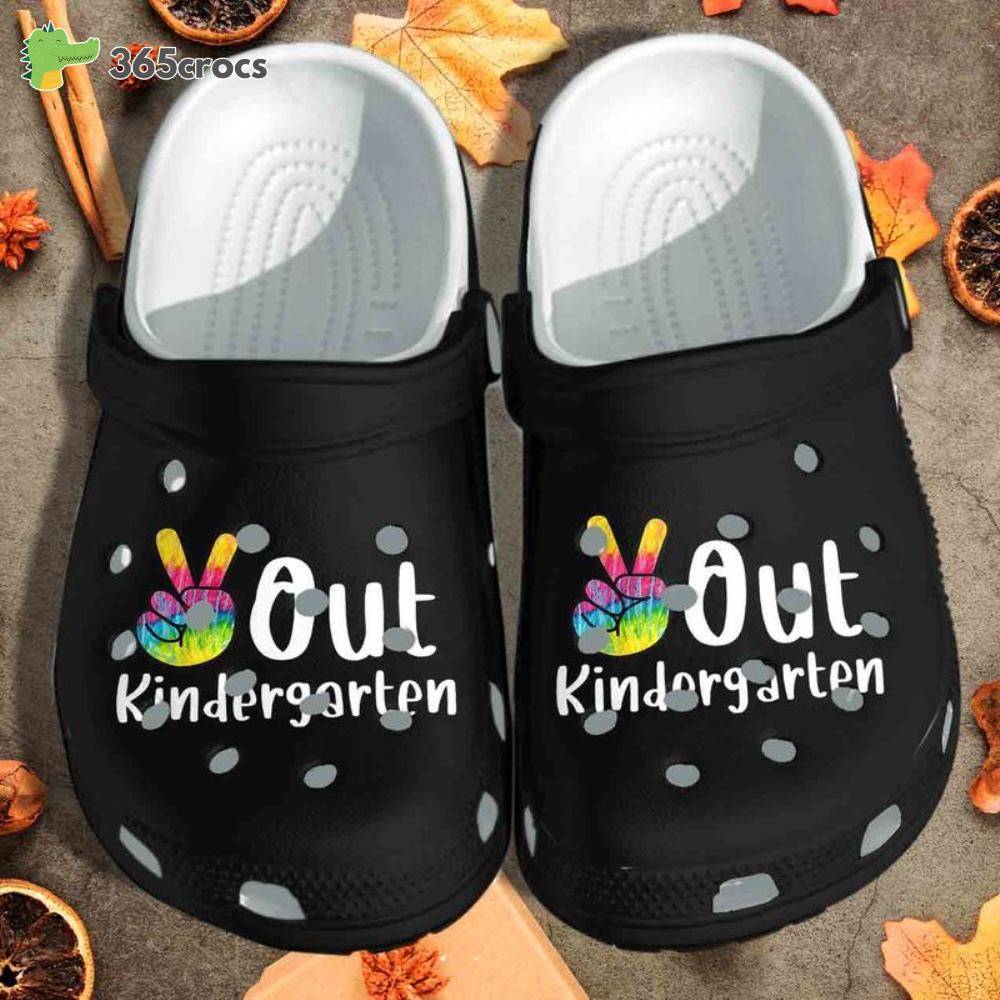 Peace Out Kindergarten Tie Dye Shoes Graduation Class Of 2021 Funny Christmas Crocs Clog Shoes